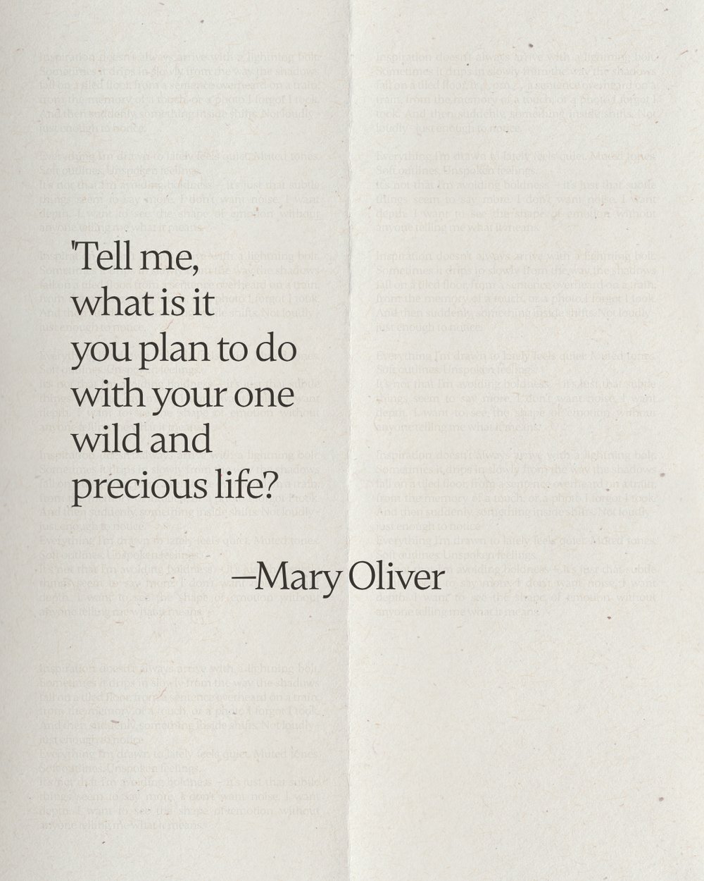 Mary Oliver — one wild and precious life